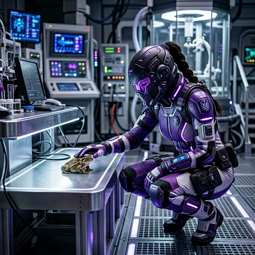 Tali Zora Strokes a Little Toad: A Futuristic Scene