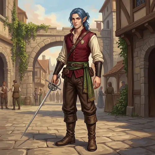 Young Male Half-Elf Paladin Monk Swashbuckler