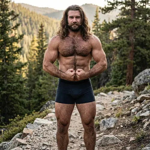 Muscular Man Flexing: Full Body Display