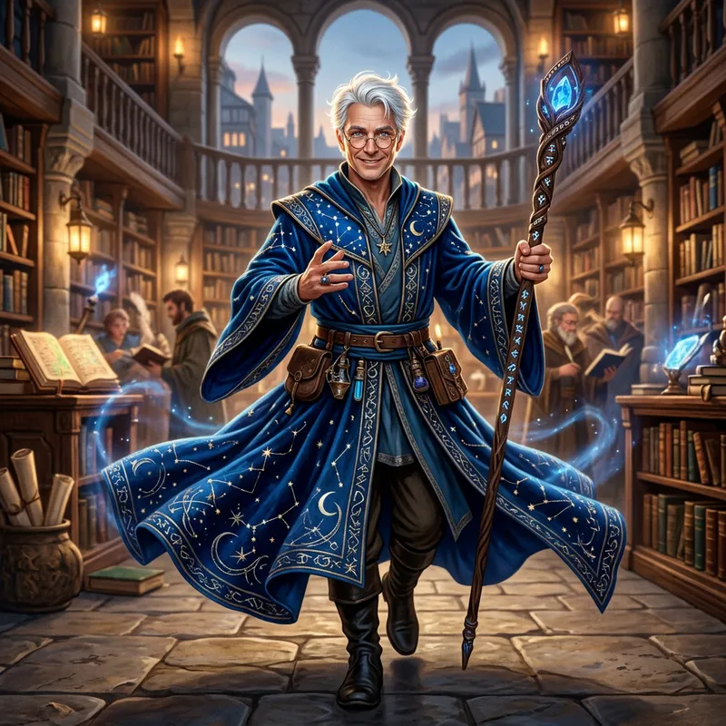 ENTP Wizard with White Hair and Round Glasses | Fantasy RPG Character