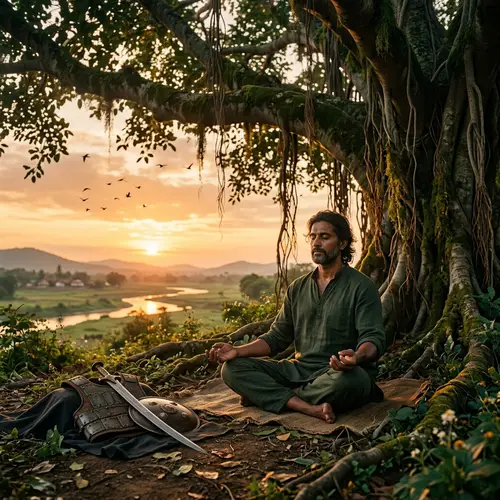 South Asian Male Warrior Finding Peace | Tranquil Scene