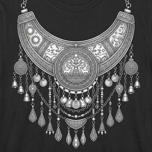 Yakut Silver Chest Jewellery Illustration for T-Shirt