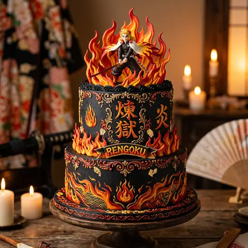 Renguko Black Cake with Vintage Fire Colors