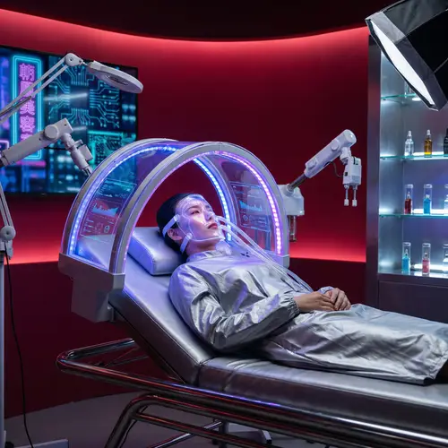 Chinese Beauty Skincare Treatment in Futuristic Beauty Salon