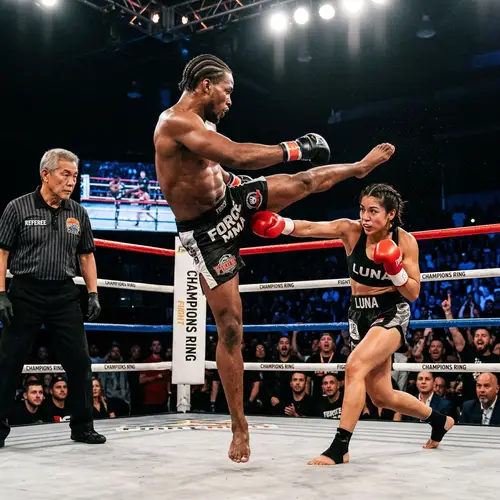 Intense MMA Action: Fighter vs. Boxer Showdown