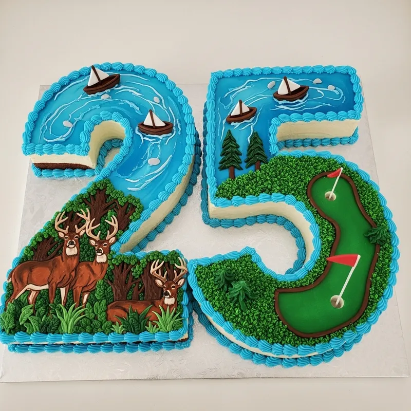 Stunning 25th Birthday Cake with Nature and Adventure Themes
