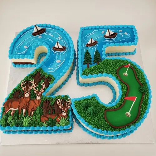 Stunning 25th Birthday Cake with Nature and Adventure Themes