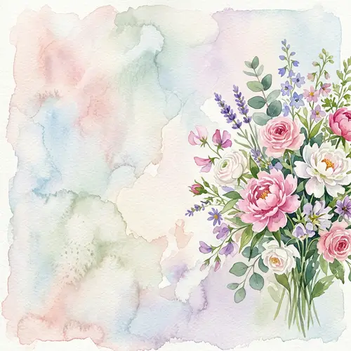 Watercolor Background with Floral Accents