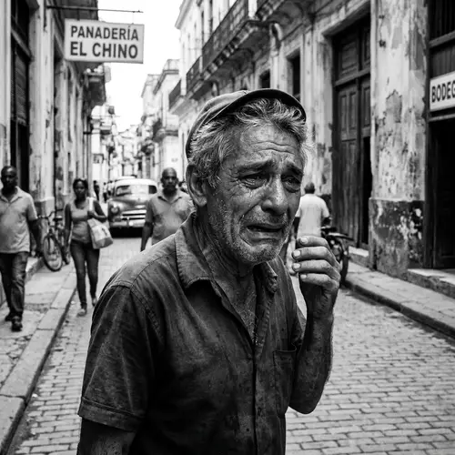 Gritty Black and White Street Photography: Cuban Man's Tears