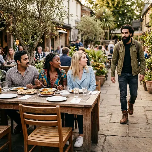 Cultural Diversity Scene with South-Asian, African, and Caucasian Individuals