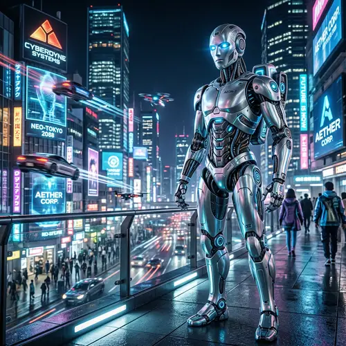 Futuristic Robot Creation | High-Tech Design | Urban Landscape