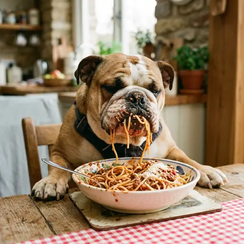 Bulldog Eating Spaghetti - Funny Pet Video