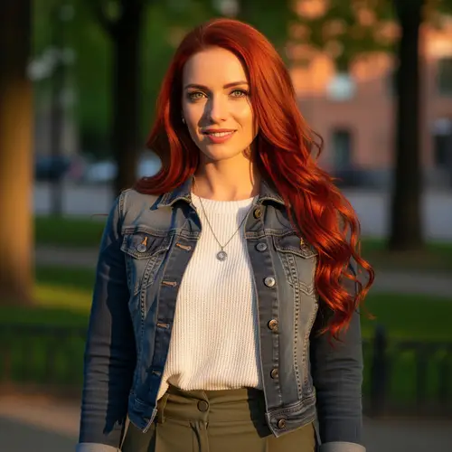 Vivid Red Hair & Sparkling Green Eyes Woman