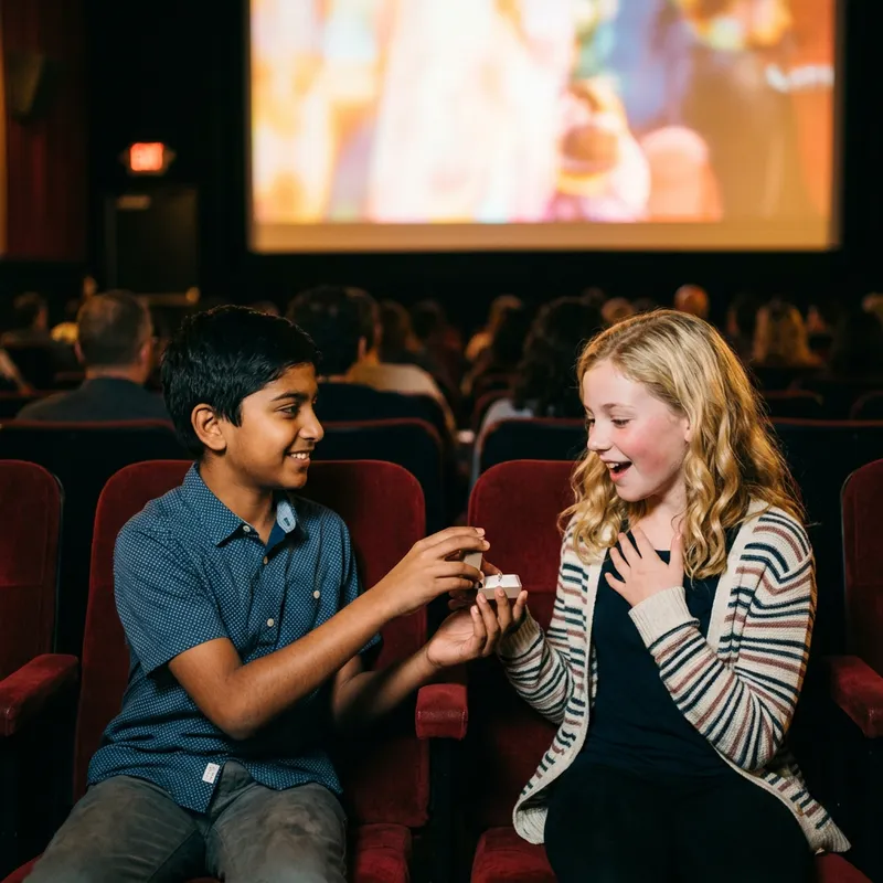 Romantic Cinema Proposal Captures Hearts