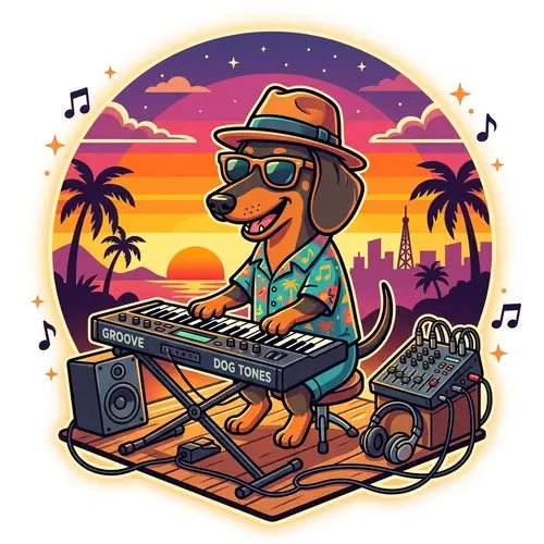 Cartoon Dachshund Musician Vector Graphic Design