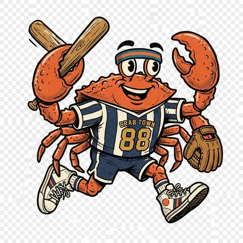 Sporty Retro Crab Mascot Design