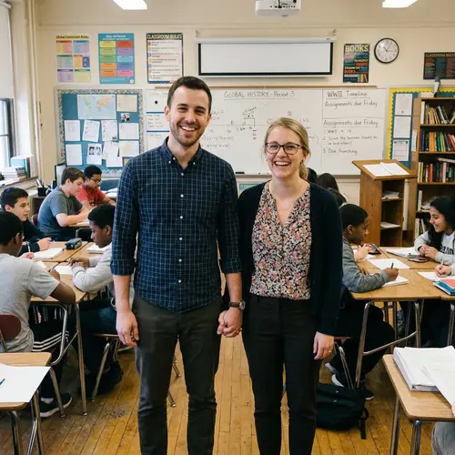 Colleagues in Classroom: A Memorable Moment