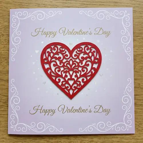 Elegant Valentine's Day Card with Lace-like Red Heart