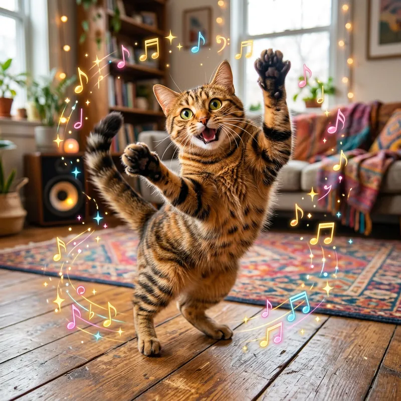Playful Cat Dances to Viral Tune | Trendy and Entertaining Scene
