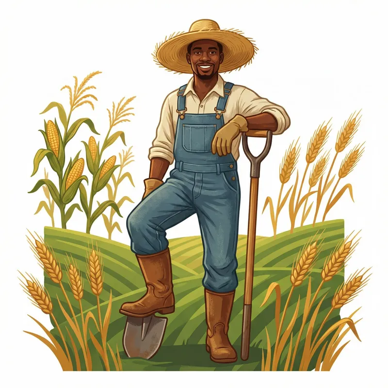 Hardworking Black Farmer in Lush Green Fields Hardworking Black Farmer in Lush Green Fields