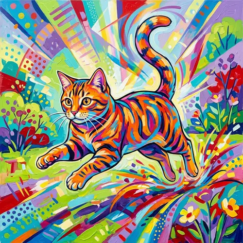 Playful Orange Tabby Cat in Vibrant Pop Art