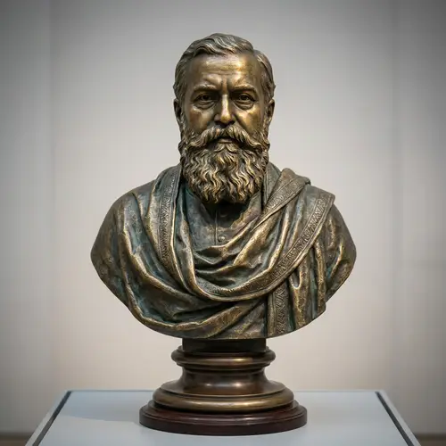 Realistic Bronze Man Bust Sculpture - Historical Art