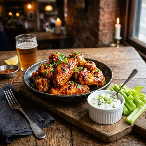 Tangy Chicken Wings with Blue Cheese Dip