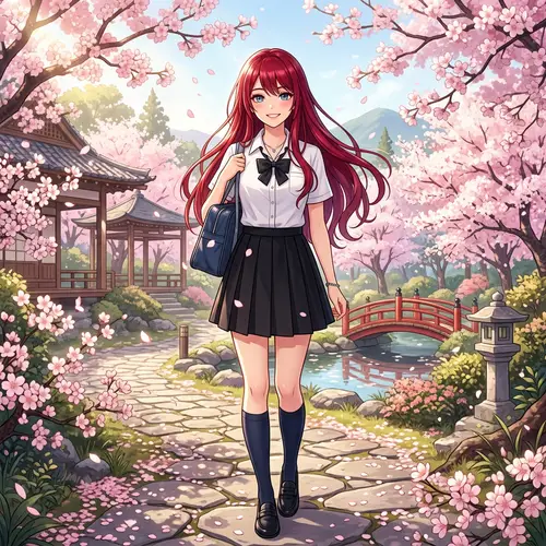 Anime Girl Rias - Japanese Aesthetics and Serenity