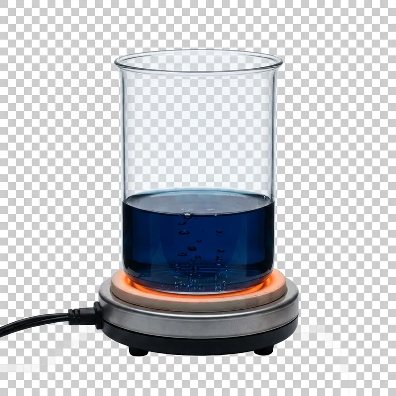 Heated Chemical Glass with Dark Blue Liquid