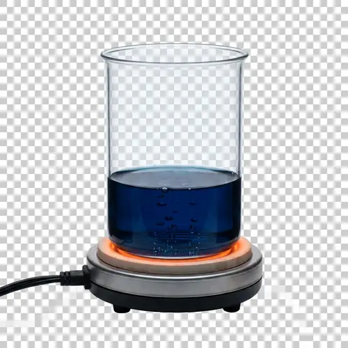 Heated Chemical Glass with Dark Blue Liquid