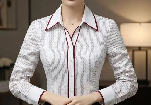 White and Burgundy Shirt for Business Administration