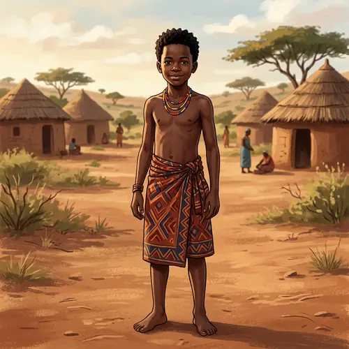 12-Year-Old African Tribal Boy in Traditional Clothes