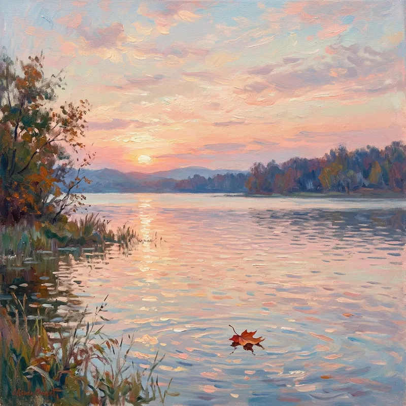 Tranquil Sunset Lake Impressions | Serenity Art
