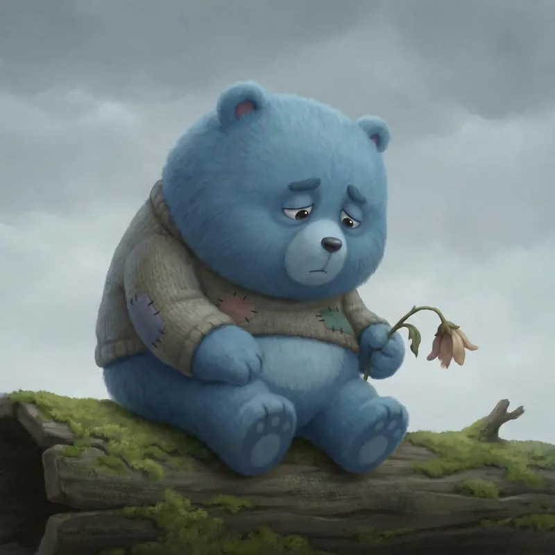 Sad Chubby Character - Cartoon Figure Expressing Sorrow