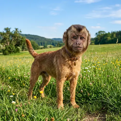 Dog-Monkey Fusion: Agility meets Curiosity in a Whimsical Scene
