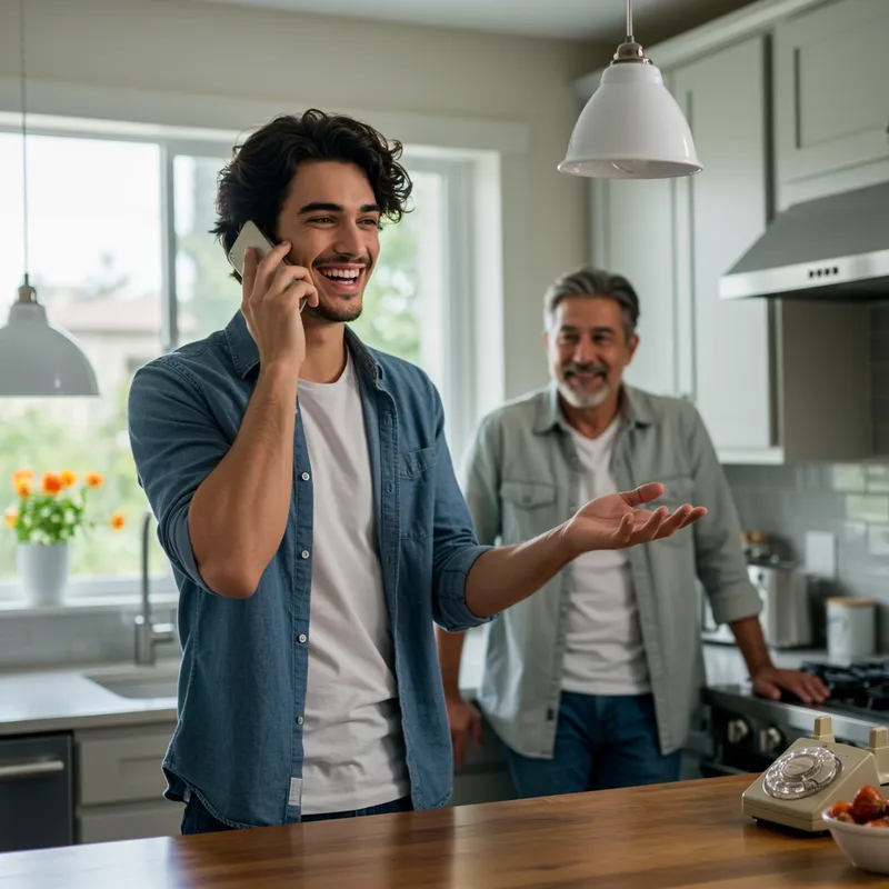 Son Calls Dad to Say Dinner is Ready
