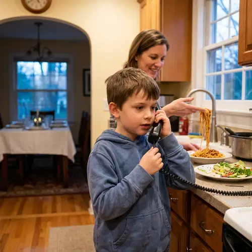 Son Calls Dad to Say Dinner is Ready