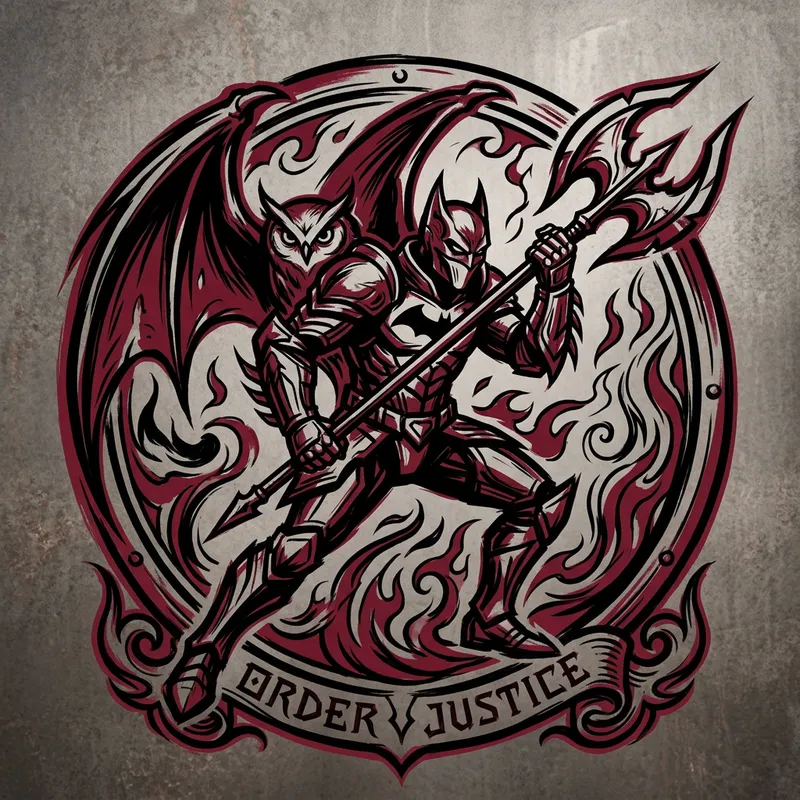 Unique Dark Crimson Symbol: Batman's Power & Soldier's Essence Unique Dark Crimson Symbol: Batman's Power & Soldier's Essence