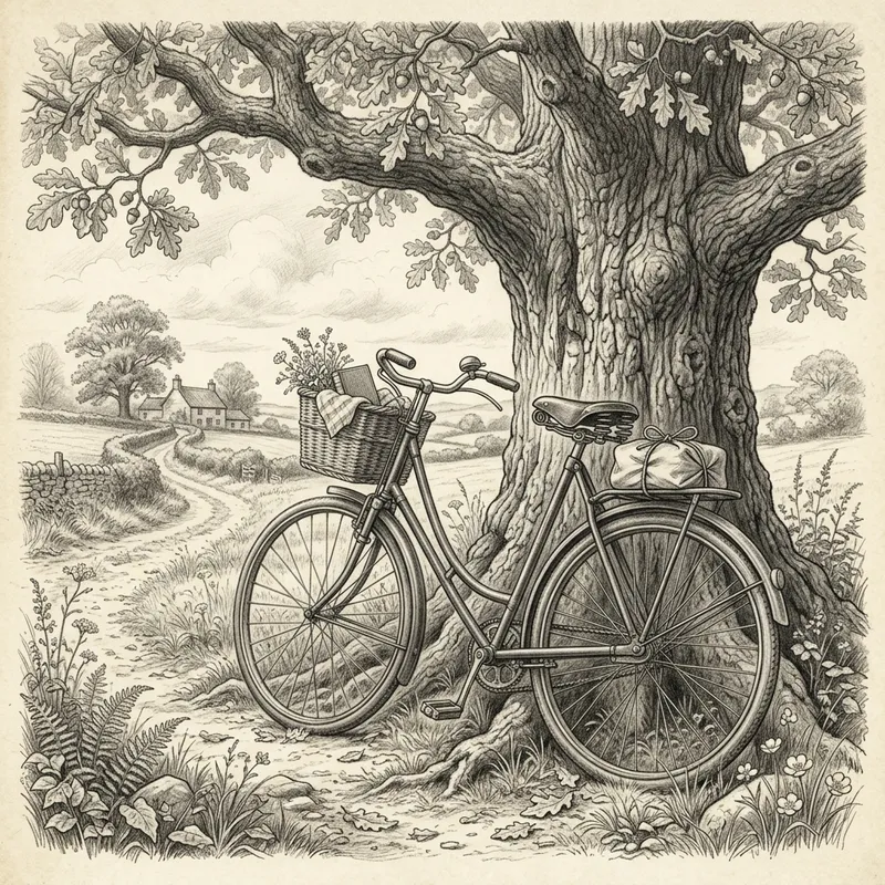 Vintage Bicycle Drawing | Nostalgia & Tranquility Sketch