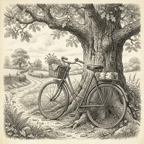 Vintage Bicycle Artwork | Nostalgic Tranquility Sketch