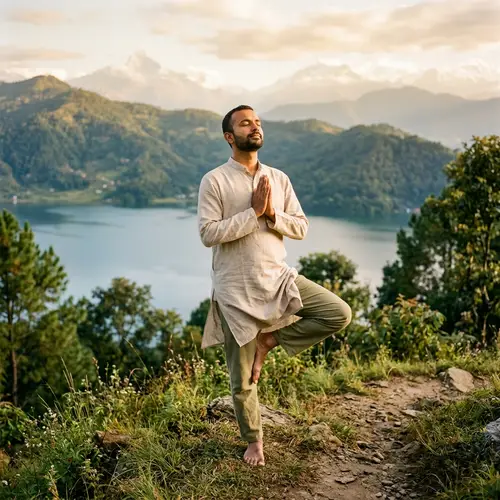 Serene South Asian Man Displaying Balance and Discipline