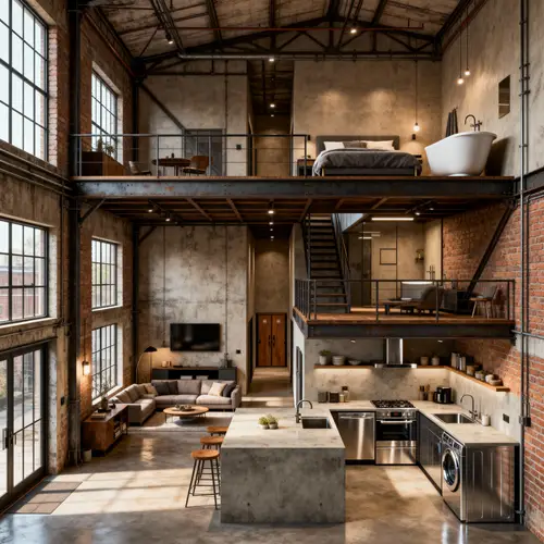 Industrial Loft House Floor Plan Design