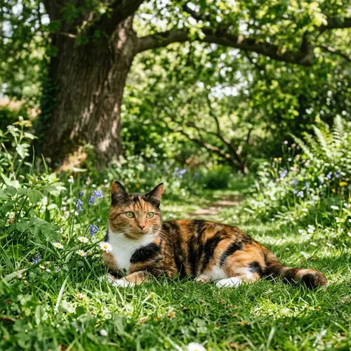 Calico Cat - Detailed Scene in Natural Habitat