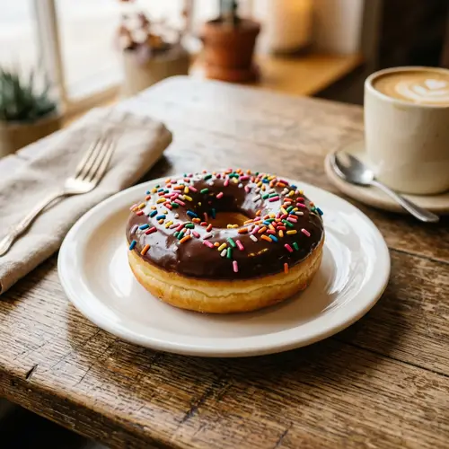 Delicious Chocolate Glazed Donut with Colorful Sprinkles