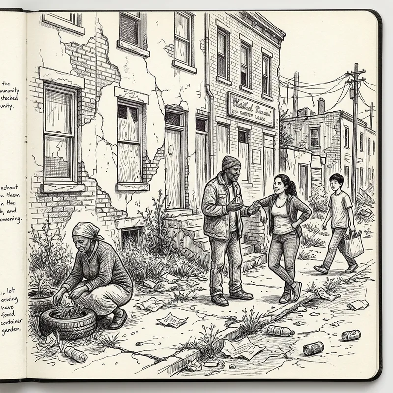 Community Revitalization Sketch - Ballpen Illustration