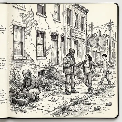 Community Area in Need of Improvement - Sketch Illustration