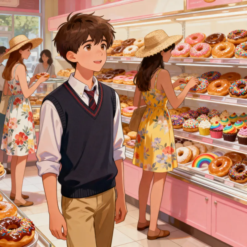 Animated Teenage Boy in Donut Store Animated Teenage Boy in Donut Store