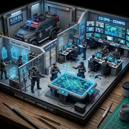 High-Tech Police Base Diorama for Special Units