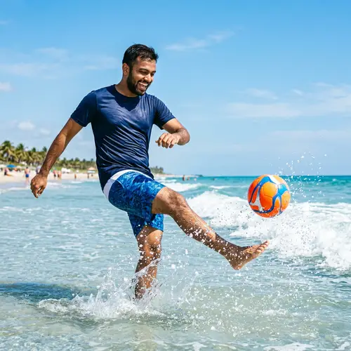 Shashank Playing Football in Sparkling Sea | Beach Soccer Fun