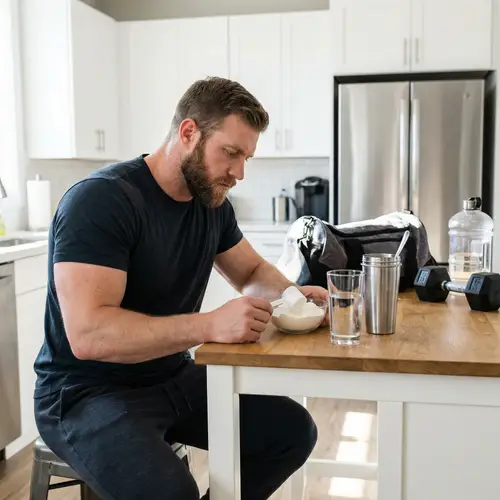 Muscular Athlete Fueling Up with Whey Protein | Active Lifestyle